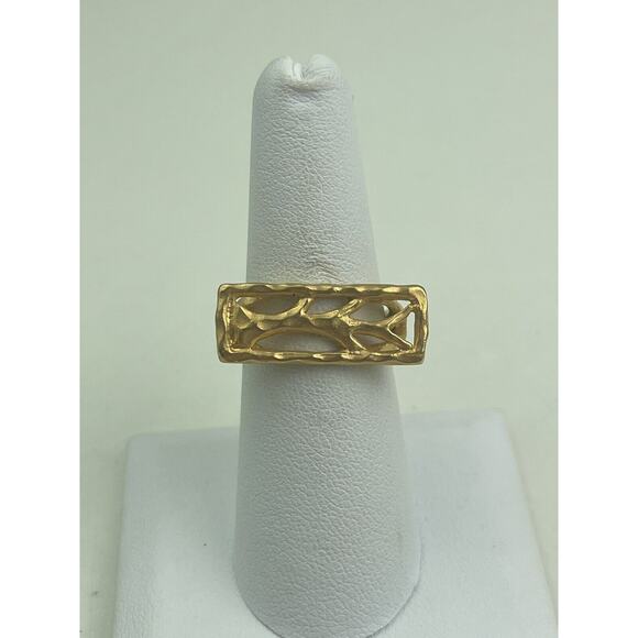 Satya Textured Gold Tone Tree Branch Ring Size 7 - Picture 7 of 10